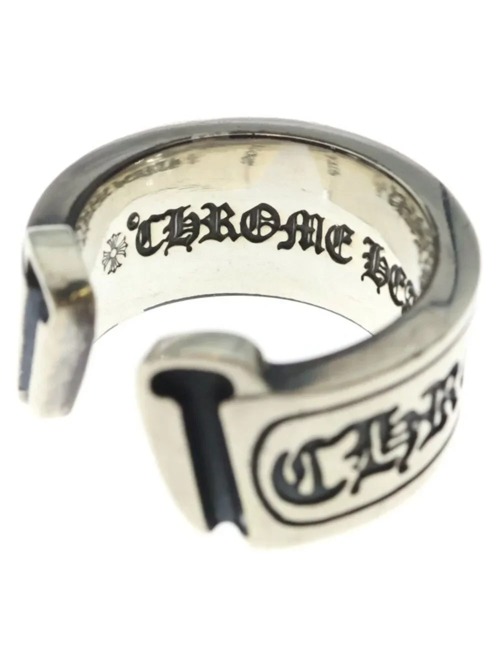 Chrome Hearts LG Scroll Label Large Ring Silver
